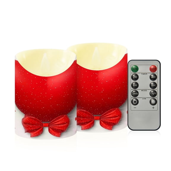 Iauyy Flameless Candles Battery Operated LED Pillar Candles with Remote and Timer, Love Theme Set of 2 (S)