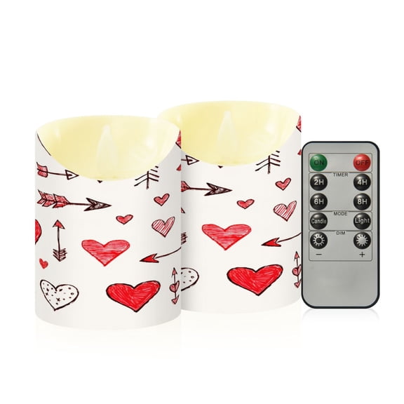 Iauyy Flameless Candles Battery Operated LED Pillar Candles with Remote and Timer, Ribbons Set of 2 (S)