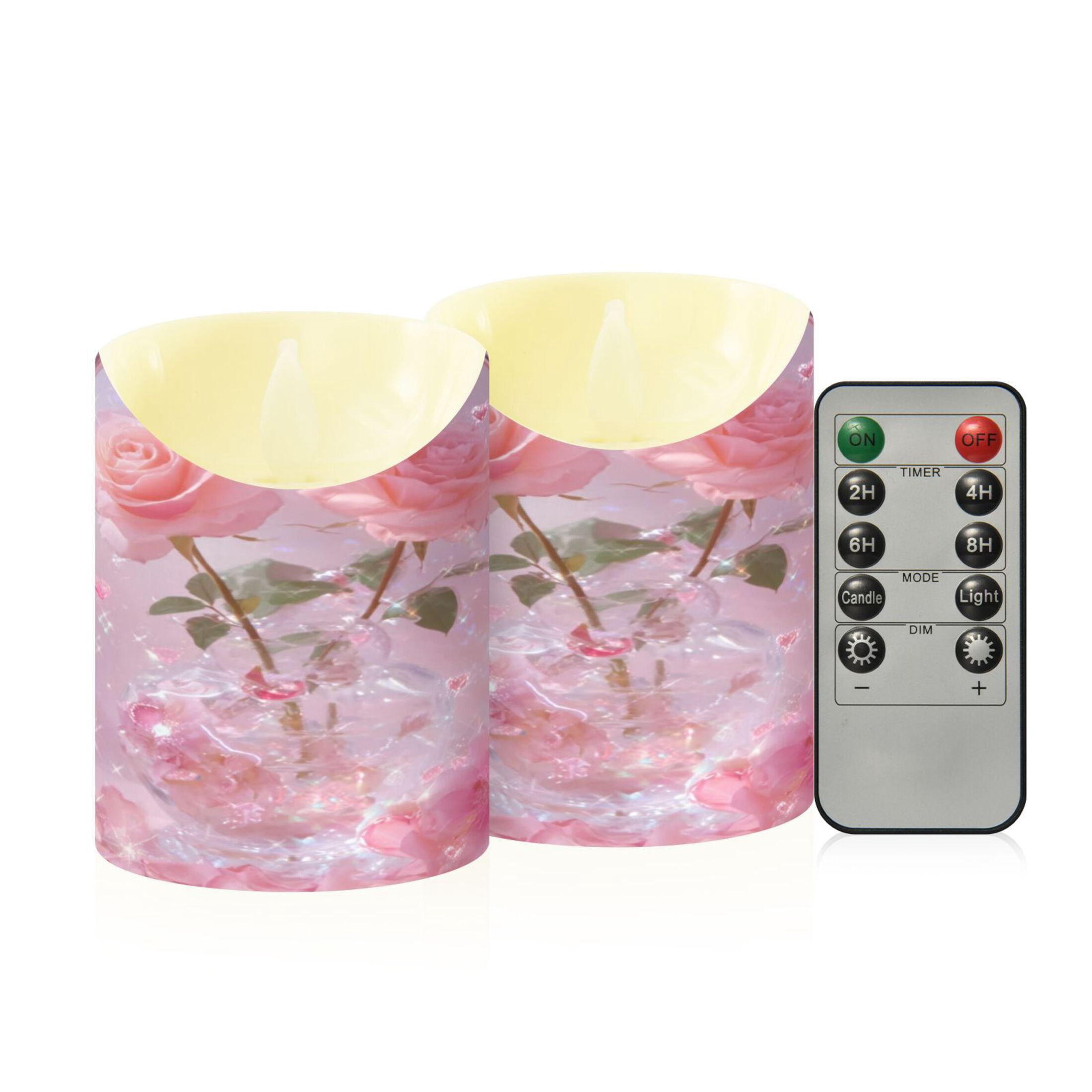 Iauyy Flameless Candles Battery Operated LED Pillar Candles with Remote and Timer, Rose Gold Set of 2 （M)
