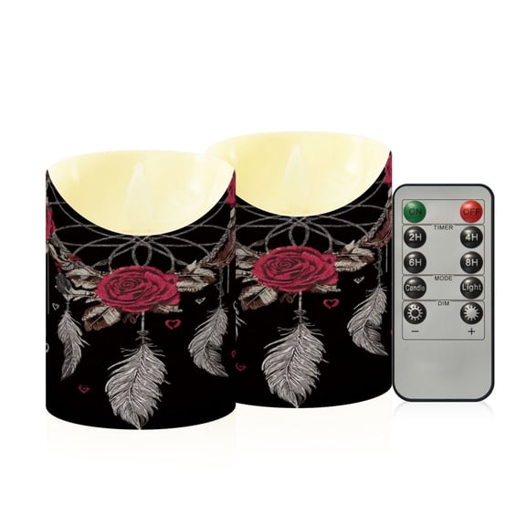 Iauyy Flameless Candles Battery Operated LED Pillar Candles with Remote and Timer, The Dream Web Set of 2 (S)