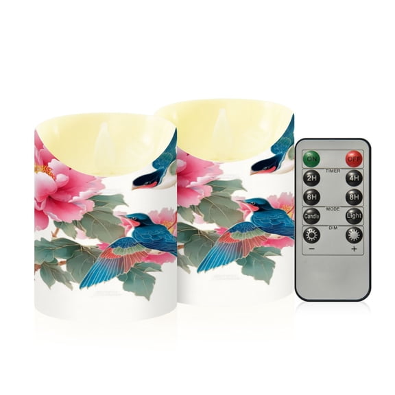 Iauyy Flameless Candles Battery Operated LED Pillar Candles with Remote and Timer, Two Swallows-A Set of 2 (S)