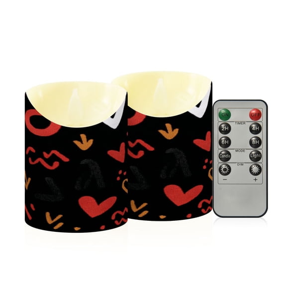 Iauyy Flameless Candles Battery Operated LED Pillar Candles with Remote and Timer, “love” Character Background Set of 2 (M)