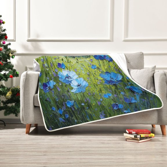 Iauyy Flowers Blooming in The Fields Blanket ,Arctic Wool Throw Blankets All Season Bed Blanket for Couch Sofa Decoration Christmas Gifts 50x60 in