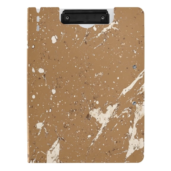 Iauyy Foldable Binder Clipboard, Waterproof & Scratch-Resistant, Dual Metal Clips, Holds 80 Sheets, 1 Pack,A Brown Marble