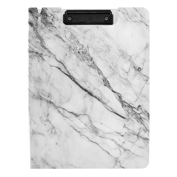 Iauyy Foldable Binder Clipboard, Waterproof & Scratch-Resistant, Dual Metal Clips, Holds 80 Sheets, 1 Pack,A White Marble