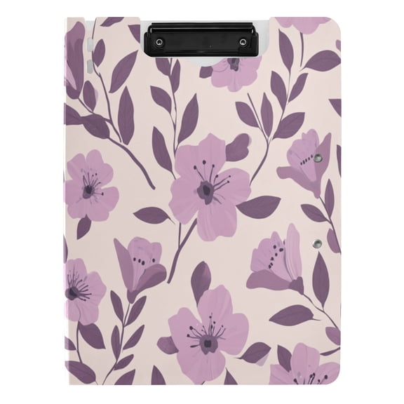 Iauyy Foldable Binder Clipboard, Waterproof & Scratch-Resistant, Dual Metal Clips, Holds 80 Sheets, 1 Pack,Purple Pastel Floral
