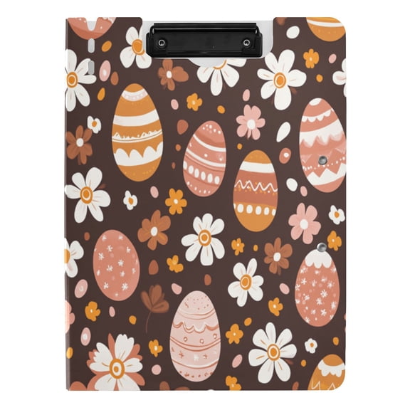 Iauyy Foldable Binder Clipboard, Waterproof & Scratch-Resistant, Dual Metal Clips, Holds 80 Sheets, 1 Pack,Retro Groovy Easter Eggs