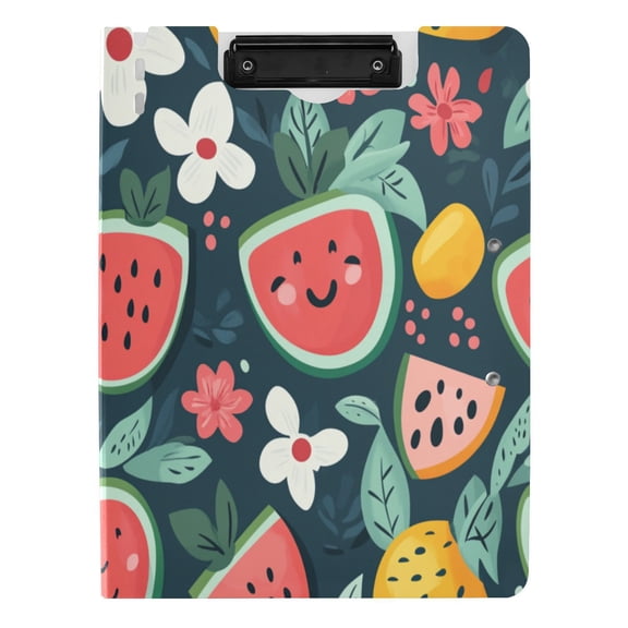 Iauyy Foldable Binder Clipboard, Waterproof & Scratch-Resistant, Dual Metal Clips, Holds 80 Sheets, 1 Pack,Watermelon