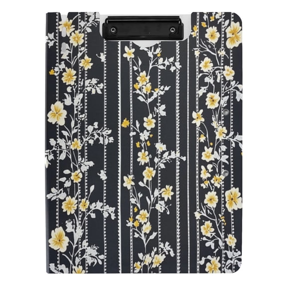 Iauyy Foldable Binder Clipboard, Waterproof & Scratch-Resistant, Dual Metal Clips, Holds 80 Sheets, 1 Pack,White and Yellow Floral