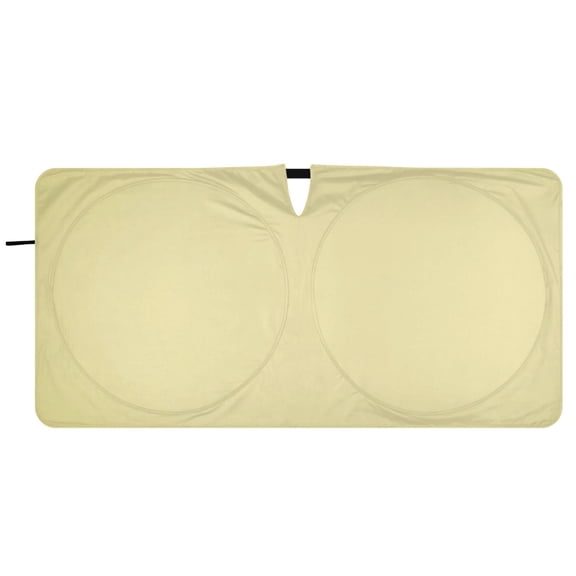 Iauyy Foldable Car Windshield Sunshade with Ring for Front/Rear- UV Protection with Broad Pale Yellow Design- 59×30in