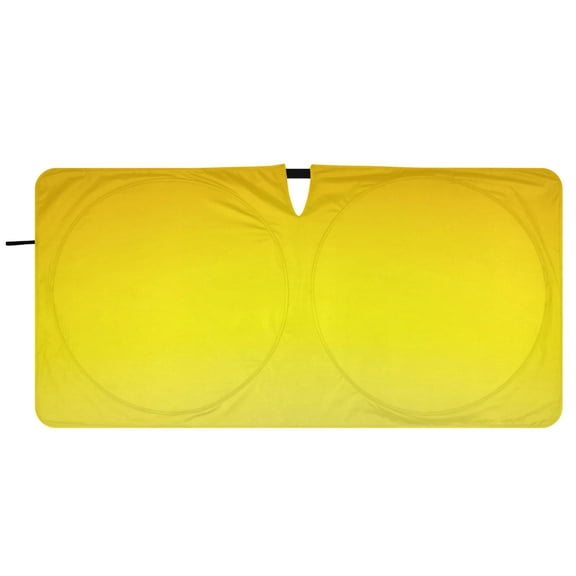 Iauyy Foldable Car Windshield Sunshade with Ring for Front/Rear- UV Protection with Gradation Of Yellow Colors Design- 59×30in