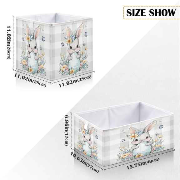 Iauyy Foldable Home Closet Storage Bins - Waterproof 300D Oxford Cube Baskets with Handles for Clothing Storage Books， A Cartoon Rabbit
