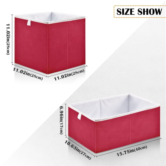 Iauyy Foldable Home Closet Storage Bins - Waterproof 300D Oxford Cube Baskets with Handles for Clothing Storage Books, Bright Deep Red