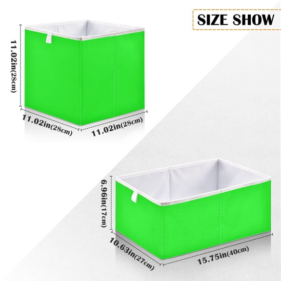 Iauyy Foldable Home Closet Storage Bins - Waterproof 300D Oxford Cube Baskets with Handles for Clothing Storage Books, Bright Emerald Green