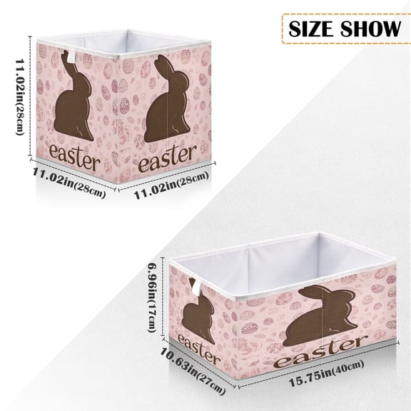 Iauyy Foldable Home Closet Storage Bins - Waterproof 300D Oxford Cube Baskets with Handles for Clothing Storage Books, Chocolate Rabbit