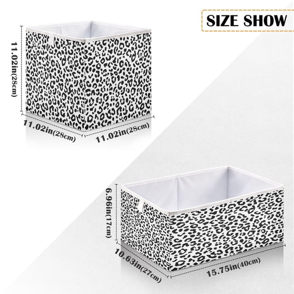 Iauyy Foldable Home Closet Storage Bins - Waterproof 300D Oxford Cube Baskets with Handles for Clothing Storage Books, Littrer Black and White Style