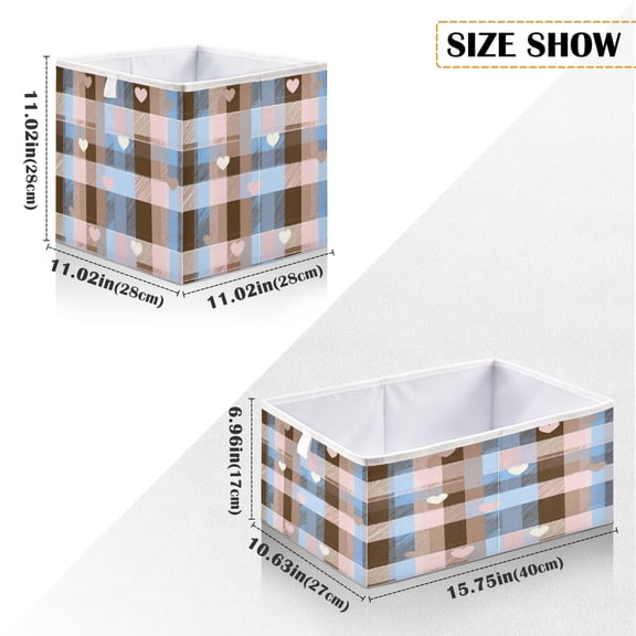 Iauyy Foldable Home Closet Storage Bins - Waterproof 300D Oxford Cube Baskets with Handles for Clothing Storage Books， Match with Checks