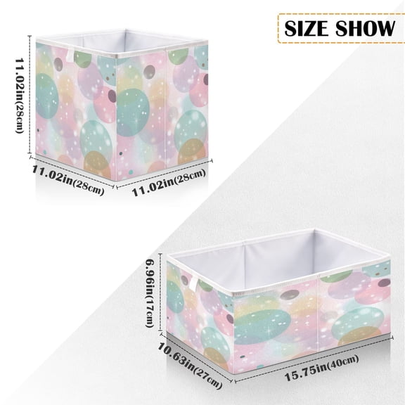 Iauyy Foldable Home Closet Storage Bins - Waterproof 300D Oxford Cube Baskets with Handles for Clothing Storage Books, Stars and Bubbles