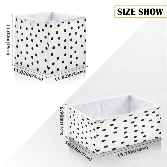 Iauyy Foldable Home Closet Storage Bins - Waterproof 300D Oxford Rectangle Baskets with Handles for Clothing Storage Books,Smoothly Seamless Polka Dots