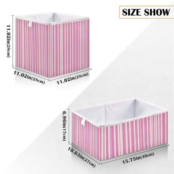 Iauyy Foldable Home Closet Storage Bins - Waterproof 300D Oxford Rectangle Baskets with Handles for Clothing Storage Books,A Stripe