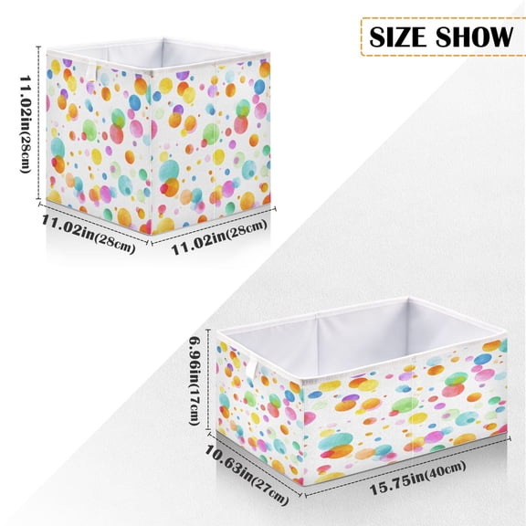Iauyy Foldable Home Closet Storage Bins - Waterproof 300D Oxford Rectangle Baskets with Handles for Clothing Storage Books,Colorful Little Bubbles