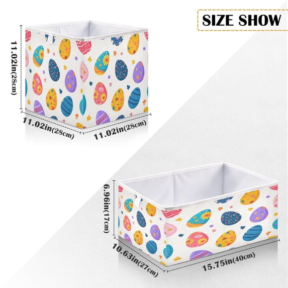 Iauyy Foldable Home Closet Storage Bins - Waterproof 300D Oxford Rectangle Baskets with Handles for Clothing Storage Books,Easter Egg Pattern