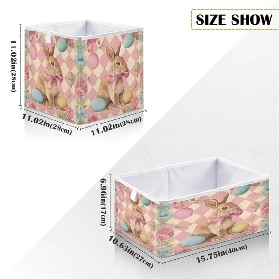 Iauyy Foldable Home Closet Storage Bins - Waterproof 300D Oxford Rectangle Baskets with Handles for Clothing Storage Books，Square Rabbit
