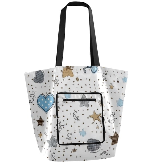 Iauyy Foldable Shoulder Tote Bags Large Storage for Women -Reusable 11*9.5*15.4in Wide Handbag Design Shopping/Travel Bag ,????_????-01-01