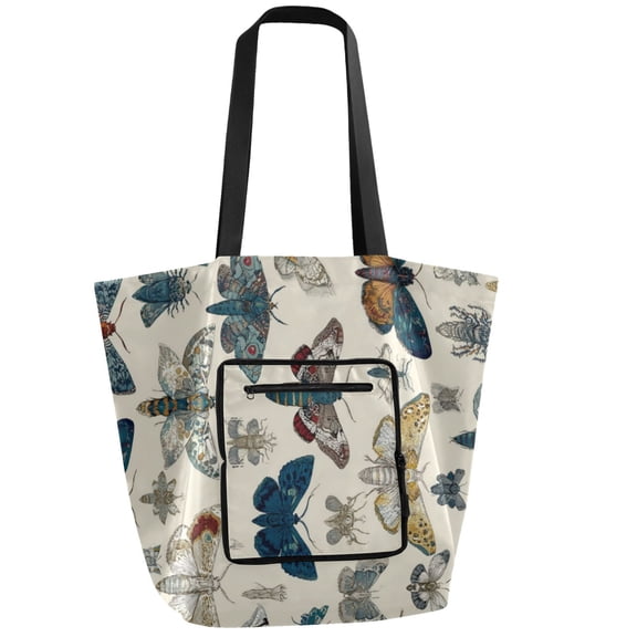 Iauyy Foldable Shoulder Tote Bags Large Storage for Women -Reusable 11*9.5*15.4in Wide Handbag Design Shopping/Travel Bag ,The Pattern