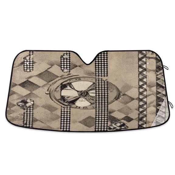 Iauyy Front Windshield Shade, Foldable Sunshade for Car SUV-Blocks UV Rays Keeps Your Vehicle Cool-53 x 23.5 Inch Clock Face