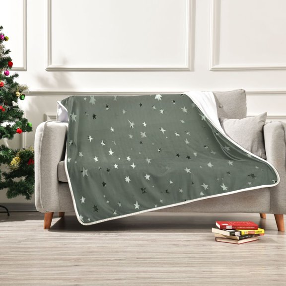 Iauyy Gray Gradient Star Shape Blanket ,Arctic Wool Throw Blankets All Season Bed Blanket for Couch Sofa Decoration Christmas Gifts 60x80 in