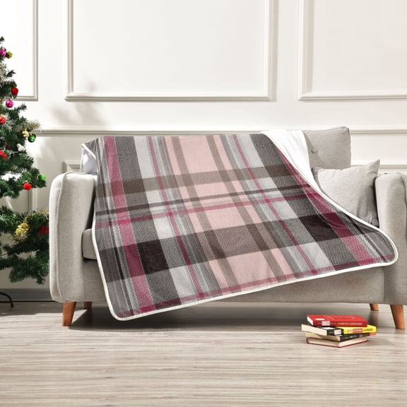 Iauyy Gray and White Checkered Pattern Blanket ,Arctic Wool Throw Blankets All Season Bed Blanket for Couch Sofa Decoration Christmas Gifts 50x60 in