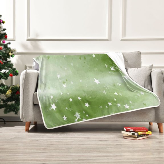 Iauyy Green Star Blanket ,Arctic Wool Throw Blankets All Season Bed Blanket for Couch Sofa Decoration Christmas Gifts 60x80 in