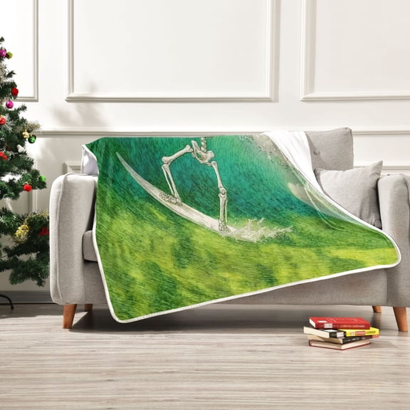 Iauyy Guiding The Green Waves Blanket ,Arctic Wool Throw Blankets All Season Bed Blanket for Couch Sofa Decoration Christmas Gifts 60x80 in