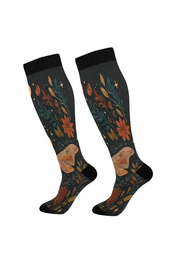 High-Performance Athletic Socks for Men/Women -Warm Durable High Stretchability Running for Cycling Daily Wear,A Butterfly and A Moon (1 pair)