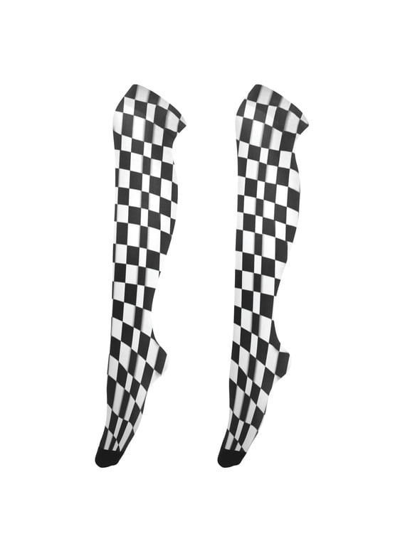 Highly Elastic Women's Trouser Knee High Socks 93% Nylon Breathable and Durable Perfect for Outings, Parties, Home, The Best Gifts for Women Black-and-white Checkered Area