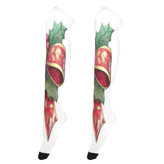Iauyy Highly Elastic Women's Trouser Knee High Socks 93% Nylon Breathable and Durable Perfect for Outings, Parties, Home, The Best Gifts for Women Realistic Watercolor Painting