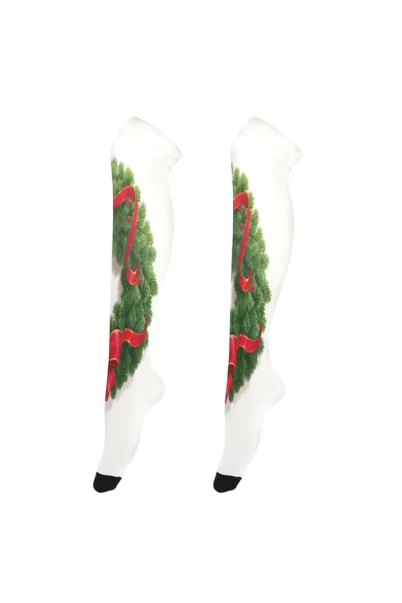 Highly Elastic Women's Trouser Knee High Socks 93% Nylon Breathable and Durable Perfect for Outings, Parties, Home, The Best Gifts for Women Red Ribbons and Satin Ribbons