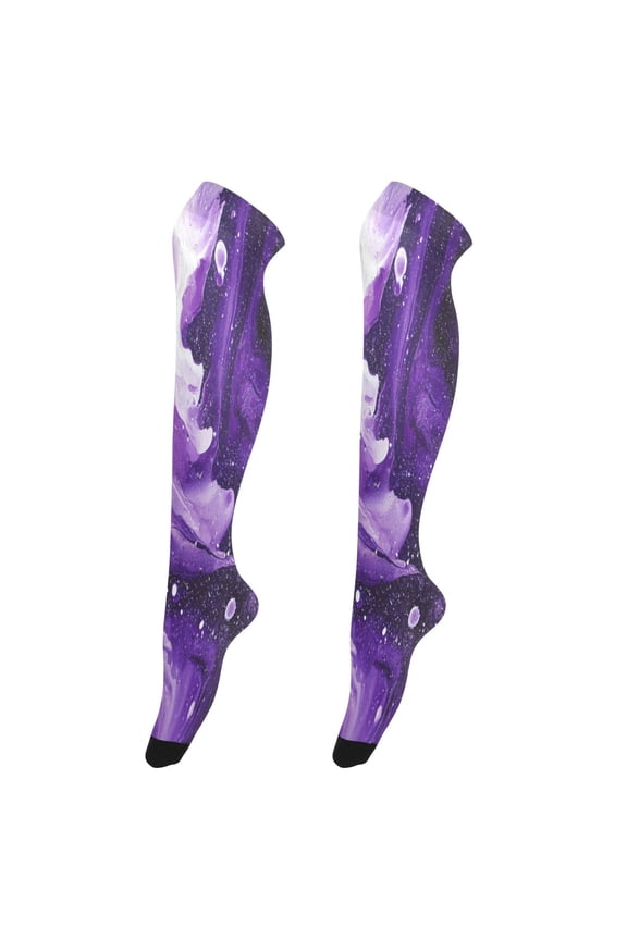 Highly Elastic Women's Trouser Knee High Socks 93% Nylon Breathable and Durable Perfect for Outings, Parties, Home, The Best Gifts for Women Snowflakes Drifting Down