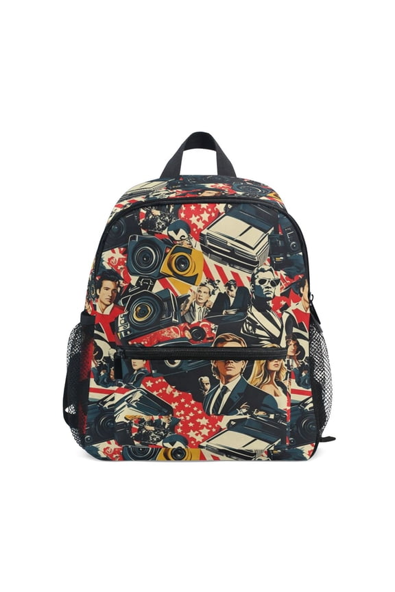 Hollywood Vibes Design Backpack for Girls/Boys with Name Tag—Front-closure buttons for ages 3–8year