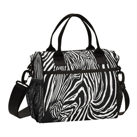 Iauyy Insulated Thermal Lunch Tote Bag for Women - S/M Sizes Portable Picnic Work Bag ,A Zebra Pattern