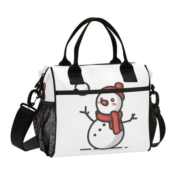 Iauyy Insulated Thermal Lunch Tote Bag for Women - S/M Sizes Portable Picnic Work Bag ,Cute Snowman Wearing A Scarf