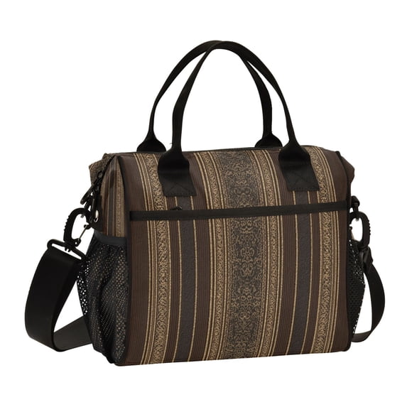 Iauyy Insulated Thermal Lunch Tote Bag for Women - S/M Sizes Portable Picnic Work Bag ,Dark Brown