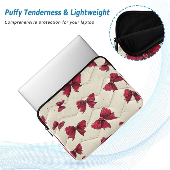 Iauyy（L)15.7 inch Laptop Sleeve,Shockproof Durable Computer Carrying laptop Bag，Slim Cover for 15.7-16 inch HP Dell Lenovo Asus Notebook,Cream-colored Bow Tie