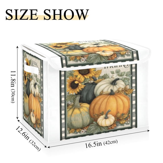 Iauyy Large Storage Box with Lid - Foldable Home Storage Bins for Clothes Toy Holiday Decor, Autumn Garden (42*32*30cm)
