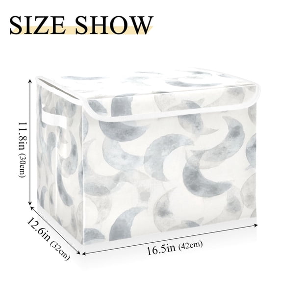 Iauyy Large Storage Box with Lid - Foldable Home Storage Bins for Clothes Toy Holiday Decor, Crescent-shaped Pattern (42*32*30cm)