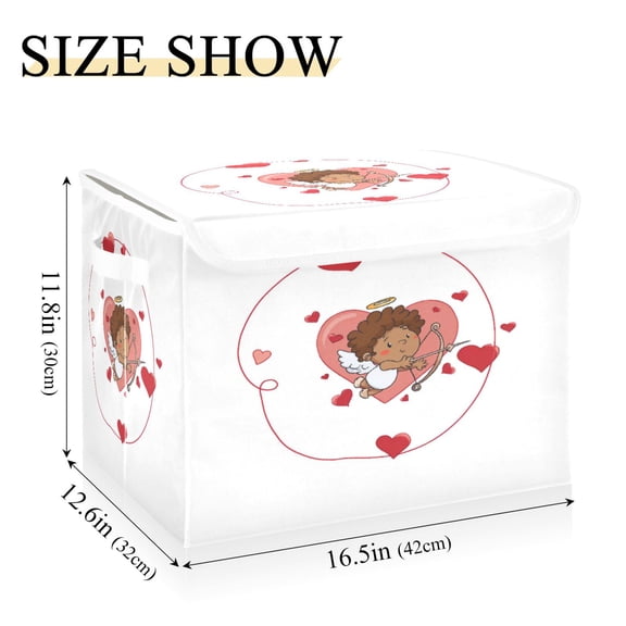Iauyy Large Storage Box with Lid - Foldable Home Storage Bins for Clothes Toy Holiday Decor, Cupid's Painting (42*32*30cm)