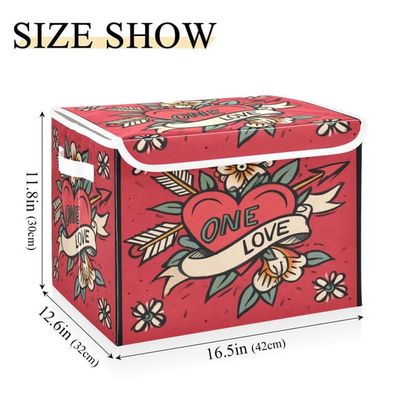 Iauyy Large Storage Box with Lid - Foldable Home Storage Bins for Clothes Toy Holiday Decor, Floral Pattern (42*32*30cm)