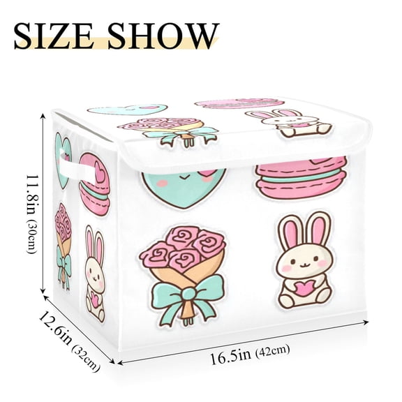 Iauyy Large Storage Box with Lid - Foldable Home Storage Bins for Clothes Toy Holiday Decor, Rabbit Ears (42*32*30cm)