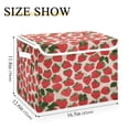 thumbnail image 1 of Iauyy Large Storage Box with Lid - Foldable Home Storage Bins for Clothes Toy Holiday Decor, Red Strawberry Pattern (42*32*30cm), 1 of 6